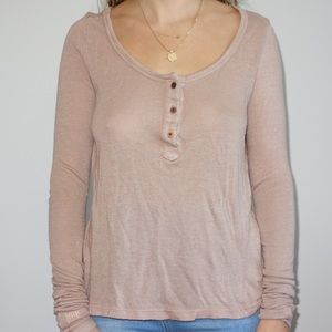 Soft light pink button long sleeve